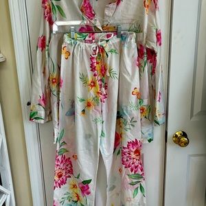 Victoria's Secret Floral Pajama Set - White and Pink